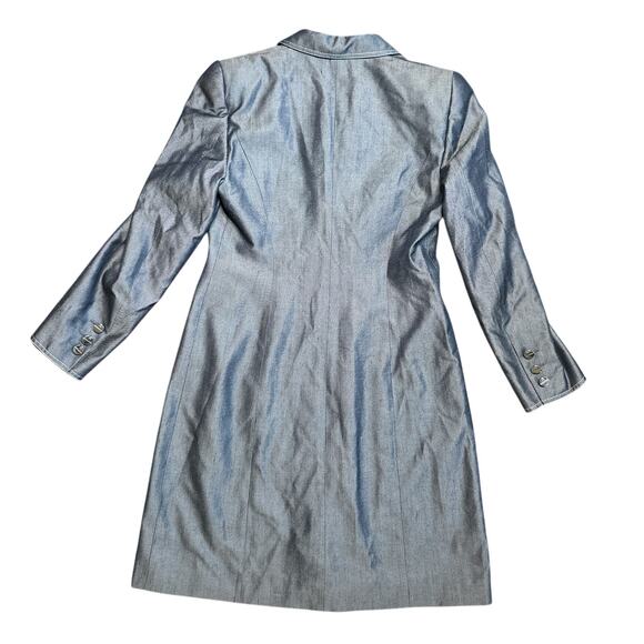 Escada Blue Chambray Button Up Lightweight 100% Silk Coat Size 40 US 8 - Picture 2 of 6